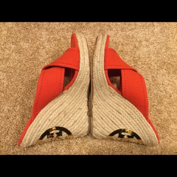 TORY BURCH Orange Espadrille Size 7.5 Wedges - Picture 3 of 7